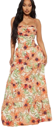 Fashion Nova Juliette Floral Cut Out Poplin Maxi Dress