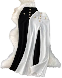 ChicHub High Waist Wide Leg Button Trousers