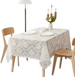 Charlton Home Daniyah Rectangle Floral Wedding Lace Tablecloth