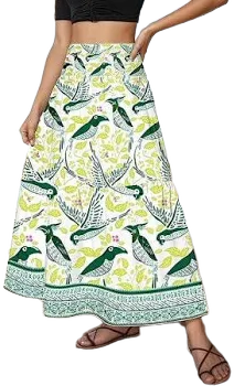 Women's Nature-Inspired Elastic Waist Tiered Ruffled Maxi Dress