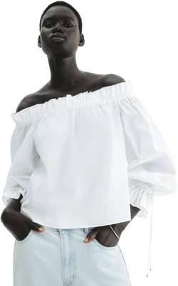 H&M Ladies Off-The-Shoulder Poplin Blouse