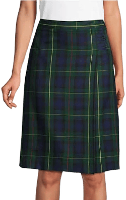 Lands' End Women's Plaid A-Line Skirt Below the Knee