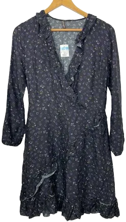 J. Mclaughlin Womens Sonny Faux Wrap Dress Silk Blend Ruffle Floral
