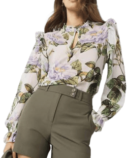 White House Black Market Petite Romantic Chiffon Blouse