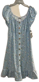 No Boundaries Women's Juniors Puff Sleeve False Button Front Floral