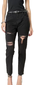 English Factory Women's Destroyed Mom Jeans