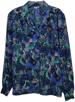 Unbranded Blue Multicolored Floral Print Blouse
