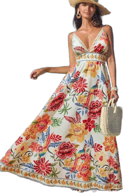 Cupshe Vibrant Oasis Tropical Maxi Dress with Pockets