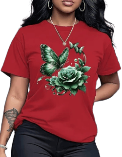 SHEIN Women's Casual Crew Neck Short Sleeve Graphic Print T-Shirt