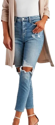 Windsor High-Rise Distressed Mom Skinny Jeans