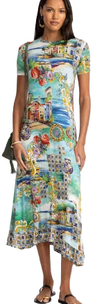 Johnny Was Women's Janie Favorite Christy Asymmetric Hem Short Sleeve Dress