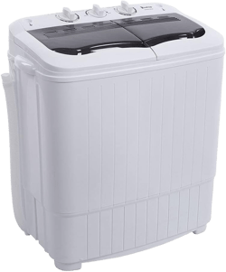 Portable Clothing Washer Single Tub Washing Machine and Dryer Combo Compact 2-in-1 Design, Built-in Drain Pump for Apartment Dorm Camping RV (White)