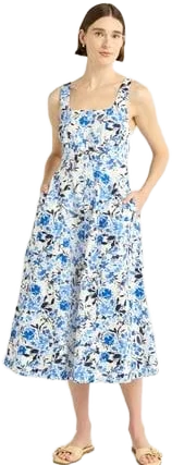 Free Assembly Women's Sleeveless Square Neck Cotton Midi Dress