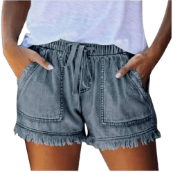 Huesdet Juniors Stretchy Mid-Waisted Denim Shorts