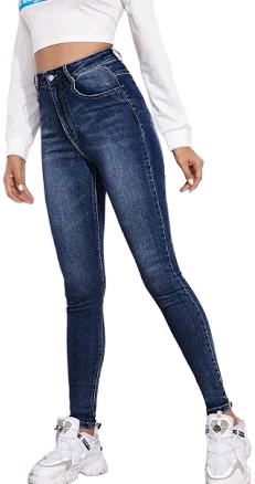 SHEIN Casual High Waist Skinny Fit Distressed Denim Jeans