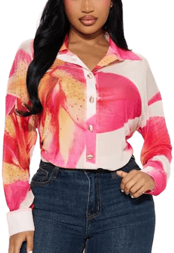 Fashion Nova Women's To The Tropics Long Sleeve Mesh Top Combo