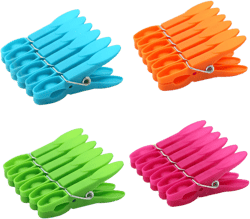 Colorful Plastic Clothespins, Heavy Duty Laundry Clothes Pins Clips with Springs, Air-Drying Clothing Pin Set(24 Pack)