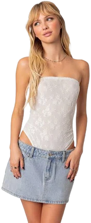 Edikted Women's Alina Sheer Lace Bodysuit