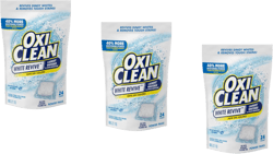 OxiClean White Revive Laundry Whitener & Stain Remover, Safe on Colors, Power Pack, Use with Detergent, Chlorine Free, 24 Pods (Pack of 3)