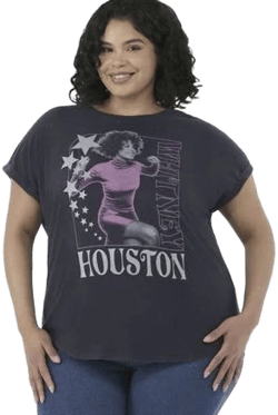 Terra & Sky Women's Whitney Houston Graphic Tee with Short Sleeves