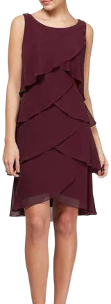 Sl Fashions Women's Tiered Chiffon Dress