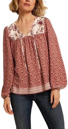 maurices Women's Floral Peasant Blouse