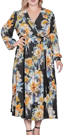 Standards & Practices Women's Floral Print Georgette Wrap Maxi Dress