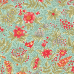 Moda Collections Etchings Aqua Jacobean Floral Fabric