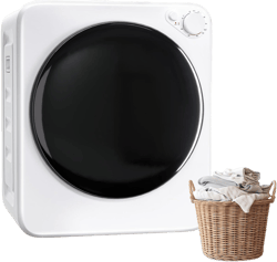 1.6 Cu. ft Compact Portable Laundry Dryer with 5 Functions, Exhaust Duct, Stainless Steel Liner, 800W Electric Front Load Clothes Drying Machine for Apartments, Dorms, RVs, Tiny Homes (1.6CU)