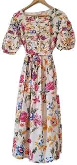 Vintage 1980s Puff Sleeve Summer Dress