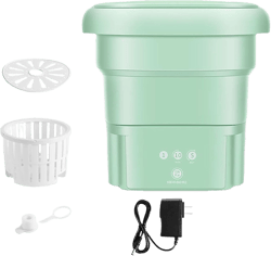 Portable Washing Machine, 2 in 1 Mini Foldable Washer with Small Spin Dryer for Underwear, Sock, Travel, Camping, Rv, Dorm, Apartment Green