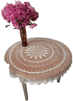Crocheted Vintage Round Tablecloth