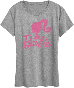 Barbie Logo Pink Glitter Women's Short Sleeve Graphic T-Shirt