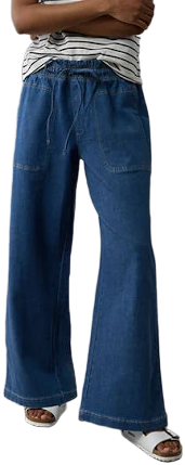 AE Dreamy Drape Linen-Blend Pull-On Pants