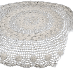 Vintage Round Crochet Tablecloth