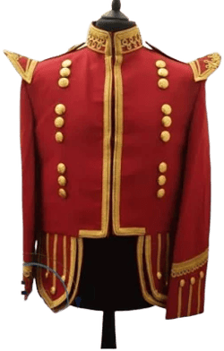 Handmade Men's & Women Red Marching Band Doublet Jacket with Golden Laces