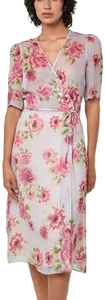 Gabin Floral Print Midi Wrap Dress