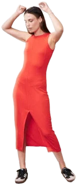 Stateside 2x1 Rib Front Slit Midi Dress