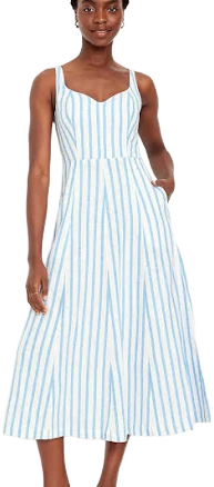 Old Navy Women's Fit & Flare Linen-Blend Midi Dress