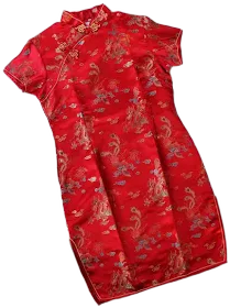 Vintage Chinese Silk Phoenix Embroidery Cocktail Dress