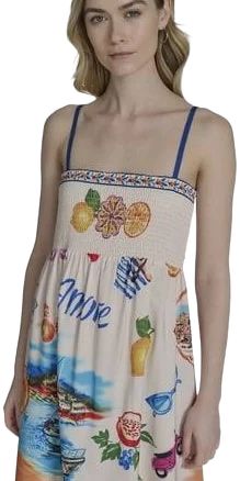 Falling Flowers Women's Spaghetti Strap Smocked Back Midi Sundress