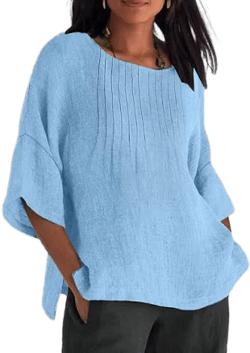 Women's Elegant Cotton Linen Short Sleeve Blouse