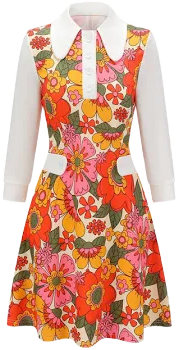 Retro Stage 1960s Patchwork Dress