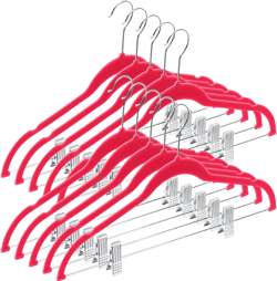 Home-it 10 Pack Clothes Hangers with clips Pink Velvet Hangers use for skirt hangers Clothes Hanger pants hangers Ultra Thin No Slip