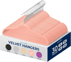 SereneLife 30pk Non-Slip Velvet Clothes Hangers - Pink