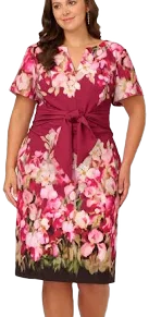 Adrianna Papell Women's Floral Print Short-Sleeve Sheath Dress