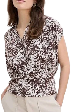 INC International Concepts Women's Printed Ruched-Shoulder Top