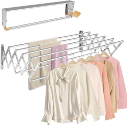 XL-31.5" Wall Mounted Clothes Drying Rack, 130 LBS Large Capacity Rustproof Retractable Clothes Rack, Collapsible Drying Rack Easy to Install with 7 Drying Rods, Space Saving for Laundry-White