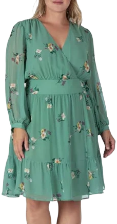 Preslee Women's Floral Chiffon Wrap Mini Dress