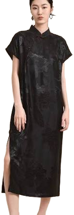 Modernized Chinese Style Jacquard Mud Silk Qipao/ Cheongsam Dress